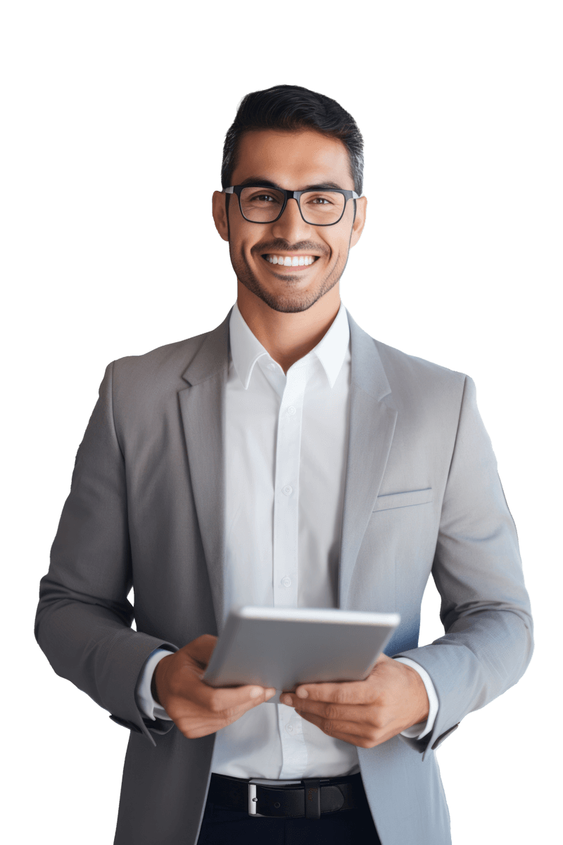 A CFO holding a tablet