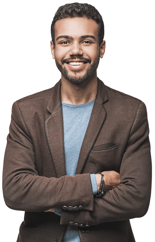 Man smiling with folded arms